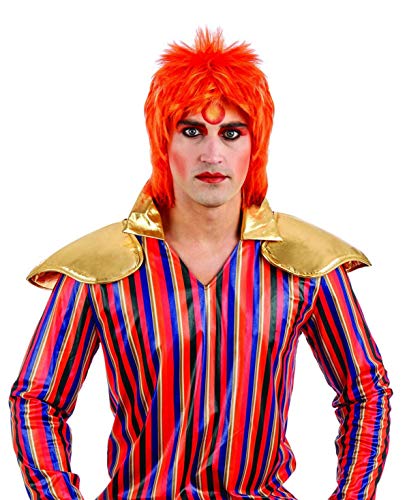 Fun Shack Orangene Rocker Perücke Herren, Rocker Perücke Damen, Vokuhila Perücke Herren, Perücke 80er Jahre Herren, Punker Perücke Herren, Perücke Punk Damen, Rockstar Perücke von Fun Shack