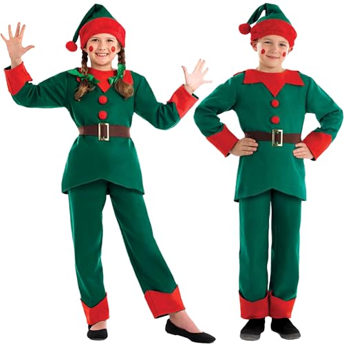 Fun Shack Weihnachtselfe Kostüm, Elfenkostüm Kinder, Christmas Elf Costume, Elfenkostüm Kinder Mädchen, Elfen Kostüm Weihnachten Größe L von Fun Shack