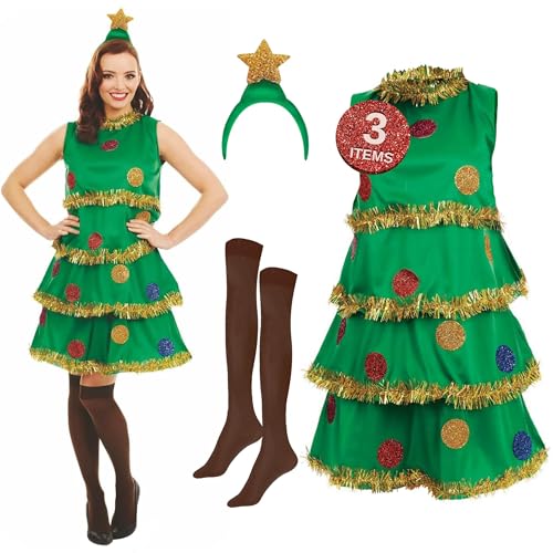 Fun Shack Weihnachtsbaum Kostüm Damen, Tannenbaumkostüm Damen, Tannenbaum Kostüm, Christbaum Kostüm, Kostüm Tannenbaum, Weihnachtsbaum Kleid, Baum Kostüm Damen S von Fun Shack