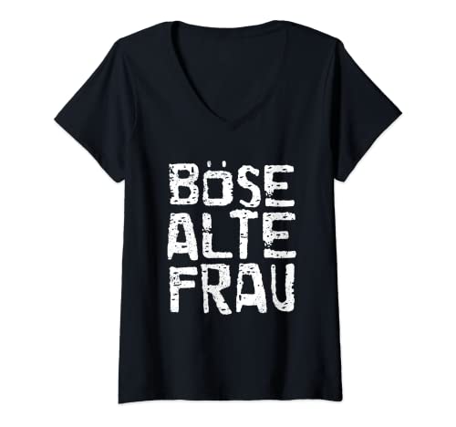 Damen Böse alte Frau Design I Sarkasmus, Satire Motiv T-Shirt mit V-Ausschnitt von Fun-Shirt Geschenk-Idee für Böse alte Frau