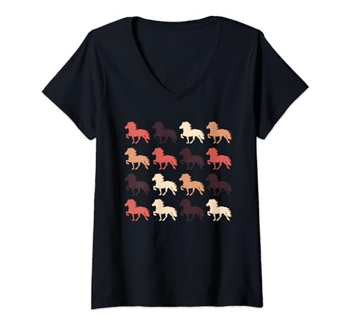 Damen Islandpferd T-Shirt mit V-Ausschnitt Damen Islandpferd T-Shirt mit V-Ausschnitt von Fun Shirts