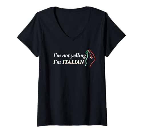 Damen Ich Schreie Nicht Ich Bin Italiener T-Shirt mit V-Ausschnitt Damen Ich Schreie Nicht Ich Bin Italiener T-Shirt mit V-Ausschnitt von Fun Studios