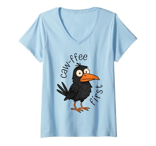 Damen Kaffeefreie erste Kaffeeliebhaber-Krone T-Shirt mit V-Ausschnitt Damen Kaffeefreie erste Kaffeeliebhaber-Krone T-Shirt mit V-Ausschnitt von Fun Studios