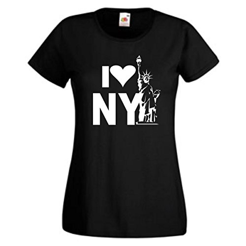 Fun T-Shirt I Love New York Damen Geschenk Andenken Spruch Girlie Funshirt Urlaub Reise T Shirt (GO181) L von Fun T-Shirt