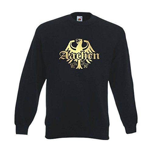 Sweatshirt Aachen Meine Heimat Meine Liebe, edel bedruckter schwarzer Herren Städte Pullover mit Rundhals auch Übergrößen (SFU08-23c) XL von Fun T-Shirt