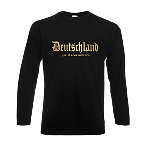 Longsleeve Deutschland Never Walk Alone Herren Langarm T-Shirt Länder Fanshirt schwarz auch große Größen Übergrößen (WMS01-01b) L von Fun T-Shirt