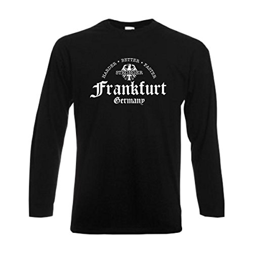 Longsleeve Frankfurt Harder Better Faster Stronger, Herren Langarm T-Shirt cool bedrucktes Langarm Städte Fan Shirt, Langarmshirt (SFU07-38b) XXL von Fun T-Shirt