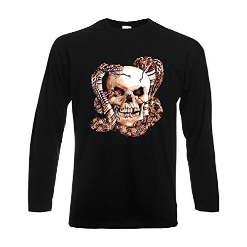 Longsleeve Skull with 2 Snakes Totenkopf mit Zwei Schlangen cool bedrucktes American Style Langarm T-Shirt auch große Größen (ADS00300) 5XL von Fun T-Shirt