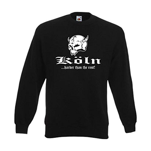 Sweatshirt Köln Harder Than The Rest, Städte Fan Pullover Herren Sweat Pulli mit Brust Druck, Totenkopf Funshirt große Größen (SFU14-43c) XXL von Fun T-Shirt