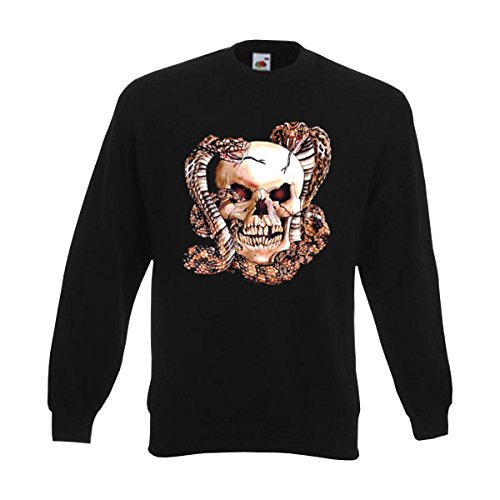 Sweatshirt Skull with 2 Snakes Totenkopf mit Zwei Schlangen cool bedrucktes American Style Sweat Pullover auch große Größen (ADS00300) 6XL von Fun T-Shirt