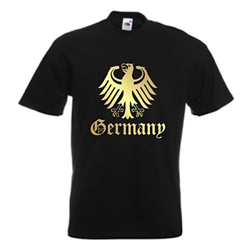 T-Shirt Germany Ländershirt mit Bundesadler, schwarzes Ländershirt, Fanshirt, Baumwolle, Brustdruck, Übergrößen (WMS07-04a) 4XL von Fun T-Shirt