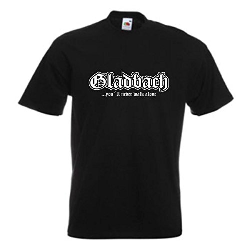 T-Shirt Gladbach Never Walk Alone schwarzes Herren Städte Fan Shirt Bedruckt Spruch auch Übergrößen S - 12XL (SFU01-29a) 5XL von Fun T-Shirt
