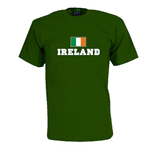 T-Shirt Irland Ireland Flagshirt bedrucktes Fanshirt, Flagge und Schriftzug Geschenk Andenken für Besucher Gäste Fans (WMS02-27a) 5XL von Fun T-Shirt