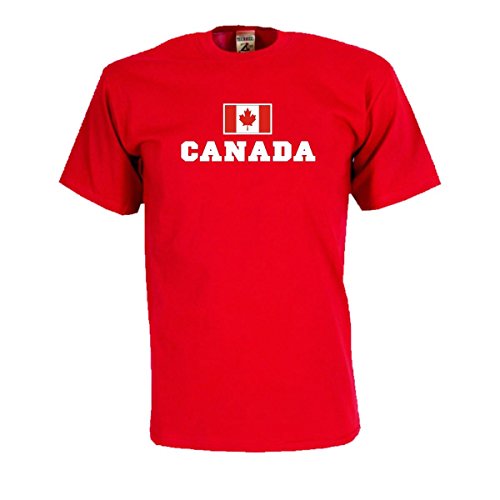 T-Shirt Kanada Canada Flagshirt bedrucktes Fanshirt, Flagge und Schriftzug Geschenk Andenken für Besucher Gäste Fans (WMS02-33a) 4XL von Fun T-Shirt