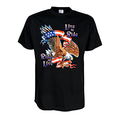 T-Shirt Live to Ride Ride to Live, American Style Funshirt mit Adler und US Sternenbanner, Männer & Biker Fashion, große Größen (ABR00244) S von Fun T-Shirt