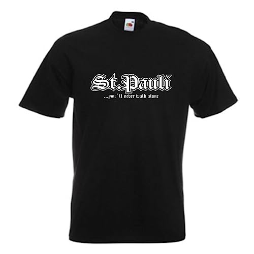 T-Shirt St. Pauli Never Walk Alone schwarzes Herren Städte Fan Shirt Bedruckt Spruch auch Übergrößen S - 12XL (SFU01-06a) 4XL von Fun T-Shirt