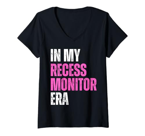 Damen Vintage In My Recess Monitor Era Recess Crew Zurück zur Schule T-Shirt mit V-Ausschnitt Damen Vintage In My Recess Monitor Era Recess Crew Zurück zur Schule T-Shirt mit V-Ausschnitt von Fun Teacher Student Back To School Kids Boys Girls