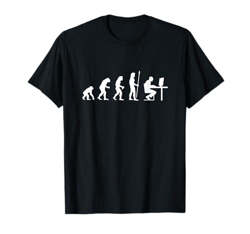 Evolution Of Man Sitzen am Schreibtisch Computerbüro T-Shirt von Fun Tees