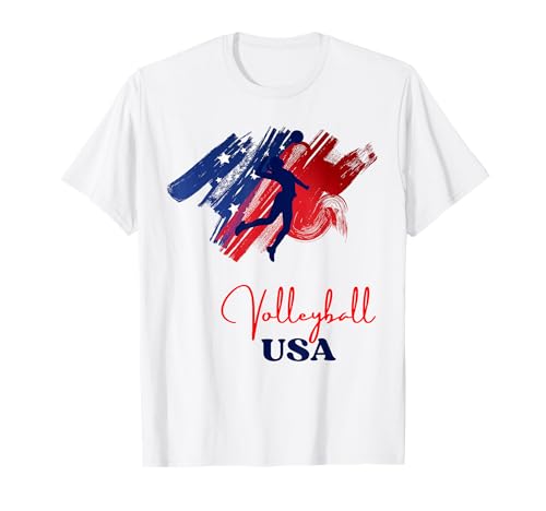 Damen Volleyball USA Support Team Flagge Amerika 4. Juli T-Shirt Damen Volleyball USA Support Team Flagge Amerika 4. Juli T-Shirt von Fun USA Sport Team Support Game For Kids Women Men