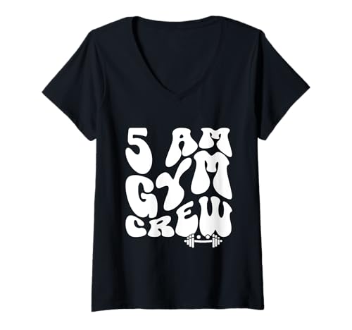 Damen 5 Uhr Gym Crew T-Shirt mit V-Ausschnitt Damen 5 Uhr Gym Crew T-Shirt mit V-Ausschnitt von Fun Weight Lifting Workout Training Joke Pun