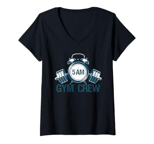 Damen 5 Uhr Gym Crew T-Shirt mit V-Ausschnitt Damen 5 Uhr Gym Crew T-Shirt mit V-Ausschnitt von Fun Weight Lifting Workout Training Joke Pun