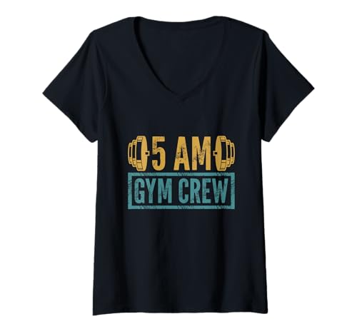Damen 5 Uhr Gym Crew T-Shirt mit V-Ausschnitt Damen 5 Uhr Gym Crew T-Shirt mit V-Ausschnitt von Fun Weight Lifting Workout Training Joke Pun
