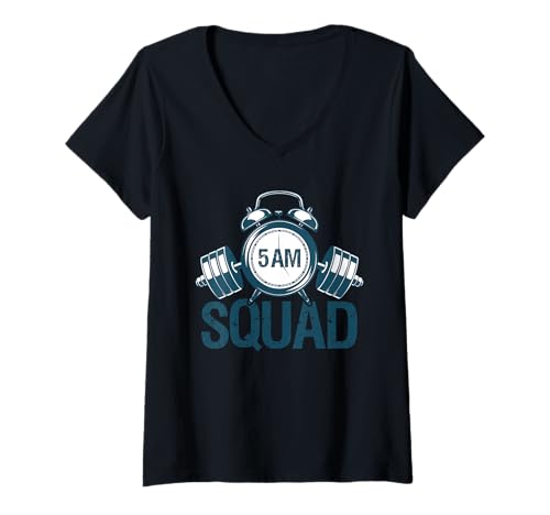 Damen 5 Uhr morgens Squad Gym Fitness & Training T-Shirt mit V-Ausschnitt Damen 5 Uhr morgens Squad Gym Fitness & Training T-Shirt mit V-Ausschnitt von Fun Weight Lifting Workout Training Joke Pun