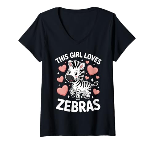Damen Dieses Mädchen liebt Zebras T-Shirt mit V-Ausschnitt Damen Dieses Mädchen liebt Zebras T-Shirt mit V-Ausschnitt von Fun Zebras Cool Zebra Design
