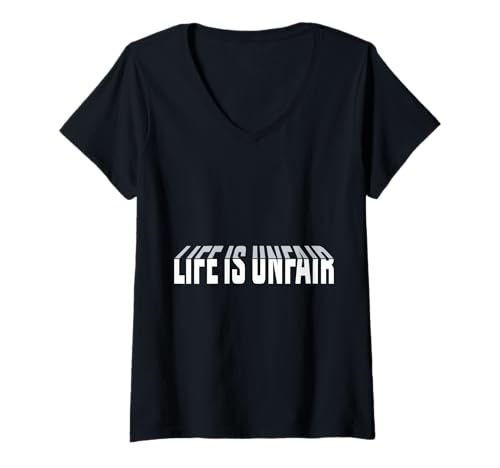 Damen Das Leben ist unfair T-Shirt mit V-Ausschnitt Damen Das Leben ist unfair T-Shirt mit V-Ausschnitt von Fun 'n' More