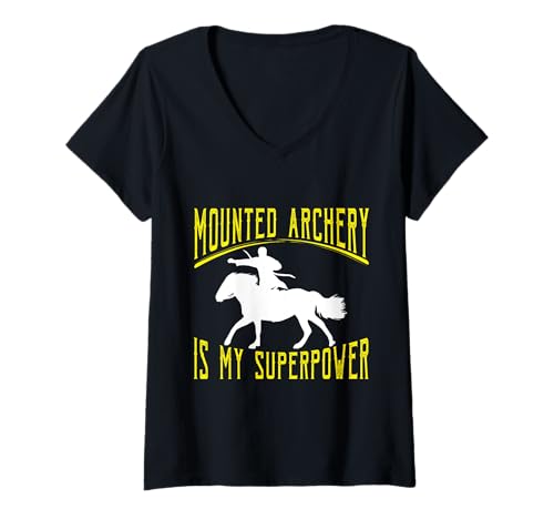 Damen Mounted Archery Is My Superpower - Berittenes Bogenschießen T-Shirt mit V-Ausschnitt Damen Mounted Archery Is My Superpower - Berittenes Bogenschießen T-Shirt mit V-Ausschnitt von Fun 'n' More