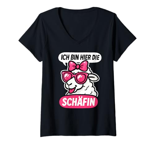 Damen Ich Bin Hier Die Schäfin - Lustiges Schaf Chefin T-Shirt mit V-Ausschnitt Damen Ich Bin Hier Die Schäfin - Lustiges Schaf Chefin T-Shirt mit V-Ausschnitt von Fun & Humor Sprüche & Geschenke