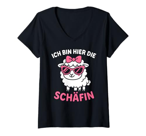 Damen Ich Bin Hier Die Schäfin - Lustiges Schaf Chefin T-Shirt mit V-Ausschnitt Damen Ich Bin Hier Die Schäfin - Lustiges Schaf Chefin T-Shirt mit V-Ausschnitt von Fun & Humor Sprüche & Geschenke