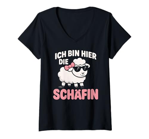Damen Ich Bin Hier Die Schäfin - Lustiges Schaf Chefin T-Shirt mit V-Ausschnitt Damen Ich Bin Hier Die Schäfin - Lustiges Schaf Chefin T-Shirt mit V-Ausschnitt von Fun & Humor Sprüche & Geschenke