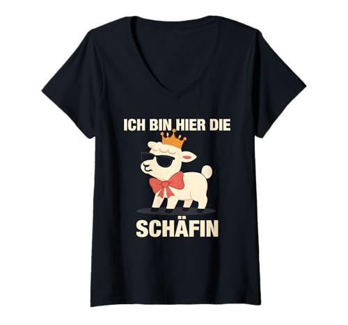 Damen Ich Bin Hier Die Schäfin - Lustiges Schaf Chefin T-Shirt mit V-Ausschnitt Damen Ich Bin Hier Die Schäfin - Lustiges Schaf Chefin T-Shirt mit V-Ausschnitt von Fun & Humor Sprüche & Geschenke