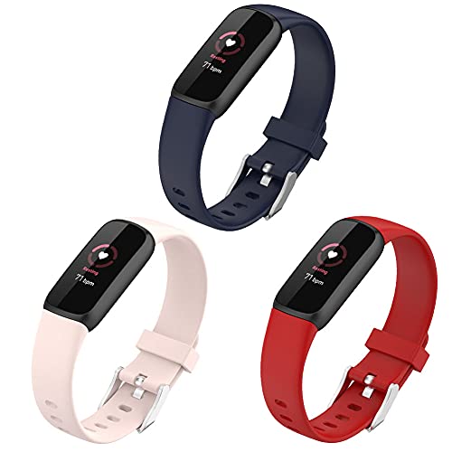 FunBand kompatibel mit Fitbit Luxe Armband, Silikon Ersatzband Watch Armband Verstellbares Weiches Replacement Uhrenarmband Armbänder für Fitbit Luxe Smart Watch (3 Pack) von FunBand