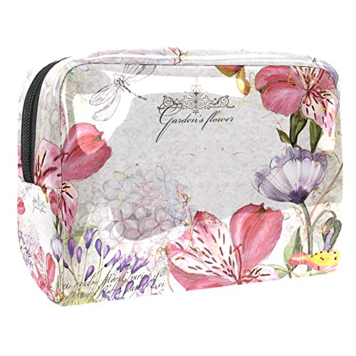 Kleine Make-up-Tasche, Reise-Kosmetiktasche für Damen und Mädchen, wasserdicht, tragbar, Kulturbeutel, tägliche Aufbewahrung, Organizer, Frühlingsblumen von FunHOMEs