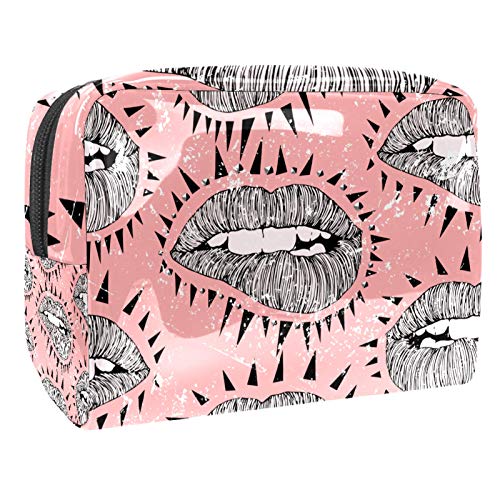 Kleine Make-up-Tasche, Reise-Kosmetiktasche für Damen und Mädchen, wasserdicht, tragbar, Kulturbeutel, tägliche Aufbewahrung, Organizer, Punk-Lippen von FunHOMEs