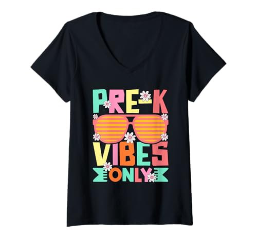 Damen Lustige und farbenfrohe Vibes für den Schulanfang T-Shirt mit V-Ausschnitt Damen Lustige und farbenfrohe Vibes für den Schulanfang T-Shirt mit V-Ausschnitt von FunSchool Apparel