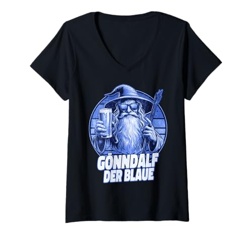 Damen Gönndalf der Blaue - Lustiger Spruch T-Shirt mit V-Ausschnitt von FunShop
