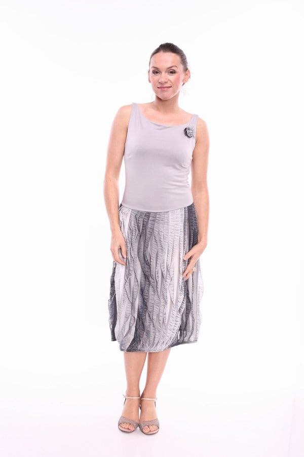 Ooak Grau Rüsche Tango Kleid, Edles Kleid Für Tango, Silhouette Jersey Robe Kleidung Auf Verkauf, Lager von FunTango