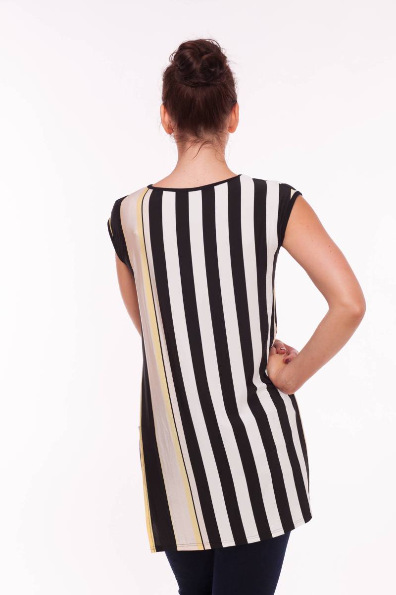 Ooak Semi-Cropped Top Für Tango in Weiß, Gelb Und Schwarz, Gestreifte Top, Schwarz Weiß von FunTango