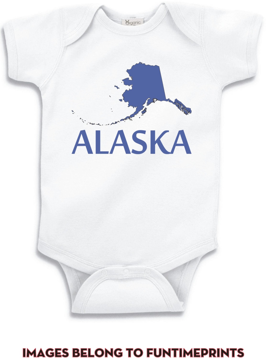 Alaska - Lustiges State Map T-Shirt Oder Bodysuit -Lustige Uni Kleidung Säugling Kleinkind Kinder-In Weiß Grau Pink Blau-0111 von FunTimePrints