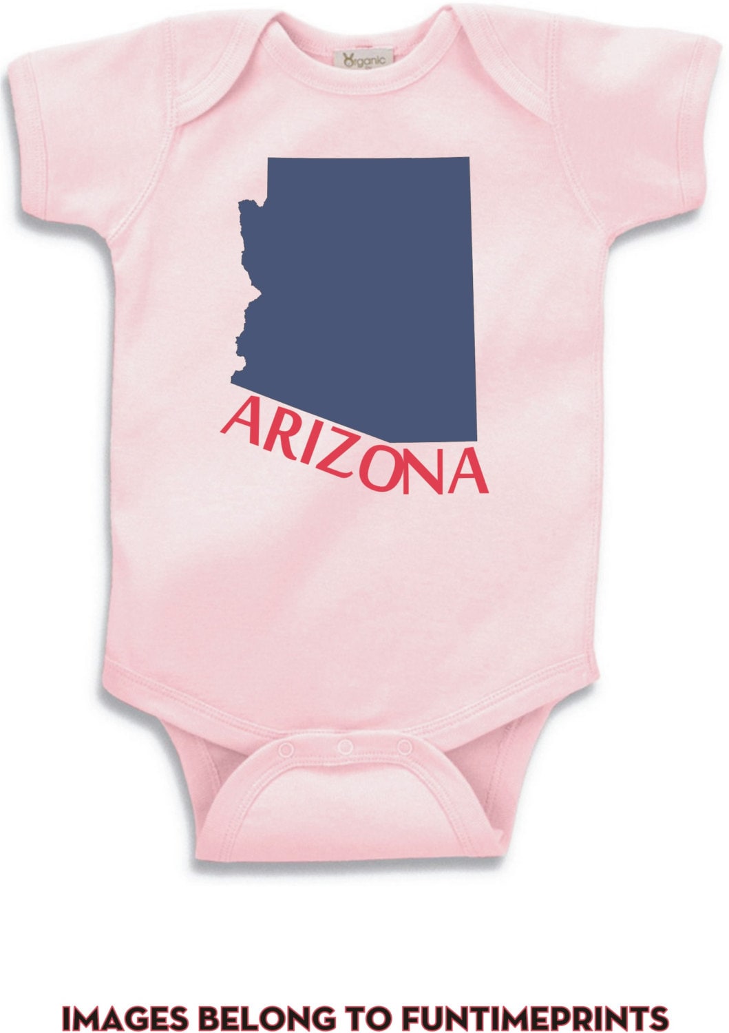 Arizona - Lustiges State Map T-Shirt Oder Bodysuit -Lustige Uni Kleidung Säugling Kleinkind Kinder-In Weiß Grau Pink Blau-0113 von FunTimePrints