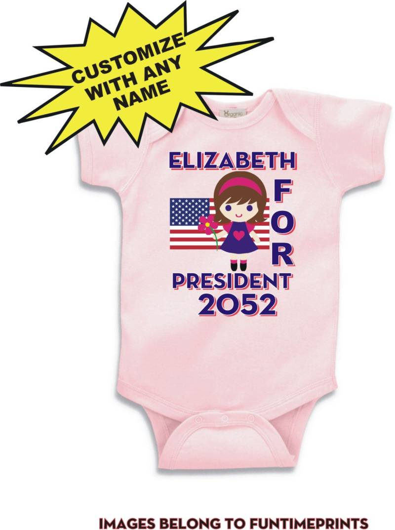 Benutzerdefinierte Mädchen Name Für Präsident 2052 - Spaß T-Shirt Oder Bodysuit Lustige Kleidung Kleinkind Jugend Kinder -0067 von FunTimePrints