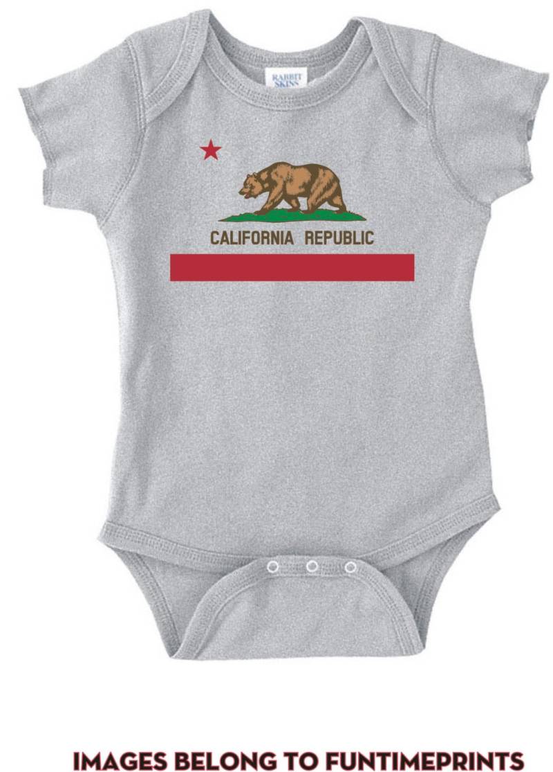 California Republic Flag - Lustiges State T-Shirt Oder Bodysuit -Lustige Kleidung Säugling Kleinkind Kinder-In Weiß Grau Pink Blau -118 von FunTimePrints