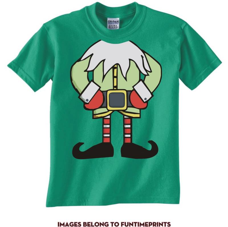 Elf - Adult Und Infant Größen Weihnachten Urlaub Spaß Grün T-Shirt Oder Body Lustige Erwachsenen Kleinkind Kleidung Jugend Kinder -0296 von FunTimePrints