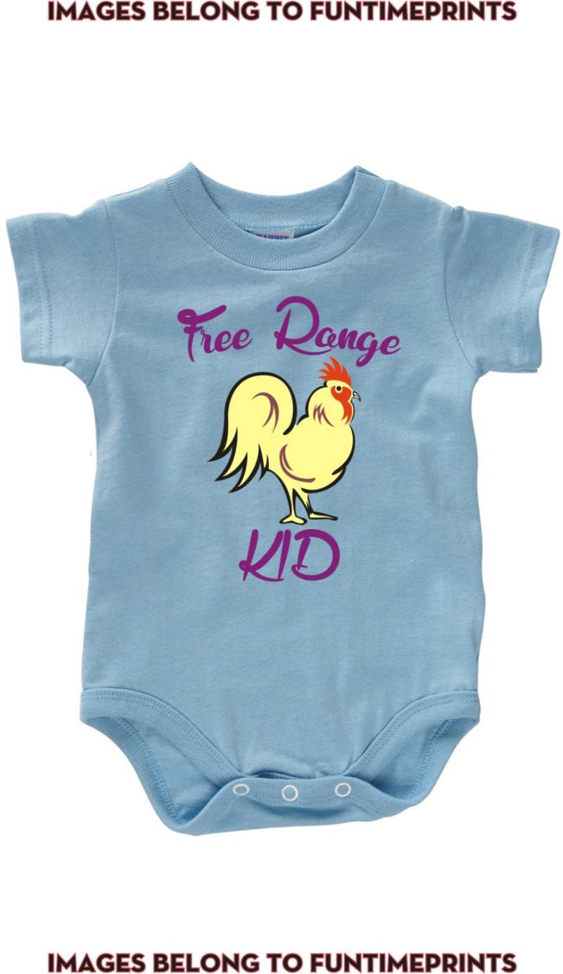Free Range Kid - Hahn Huhn Spaß T-Shirt Body Kleinkind Jugend Strampler Creeper Tshirt Lustige Süße Humor Kinder Baby Kinder-0019 von FunTimePrints