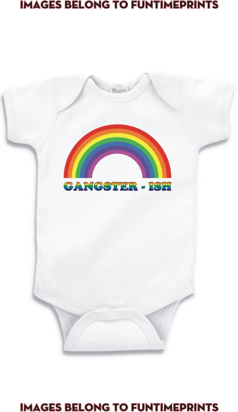 Gangster Ish - Regenbogen Gangster Spaß T-Shirt Body Kleinkind Jugend Strampler Creeper Tshirt Lustige Süße Humor Kinder Baby Kinder-0028 von FunTimePrints