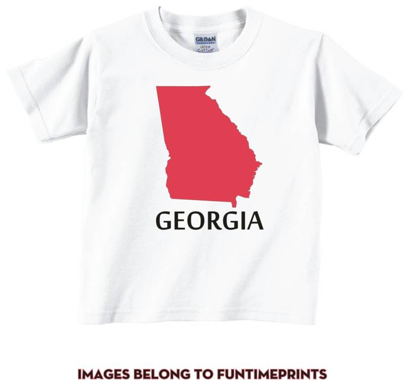 Georgia - Lustiges State Map T-Shirt Oder Bodysuit Uni Kleidung Säugling Kleinkind Kinder-In Weiß Grau Rosa Blau -208 von FunTimePrints
