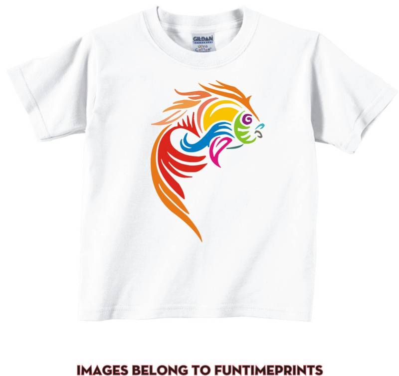 Goldfish - Spaß T-Shirt Oder Body Lustige Kleidung Kleinkind Jugend Kinder Stammes in Weiß Grau Rosa Blau 219 von FunTimePrints